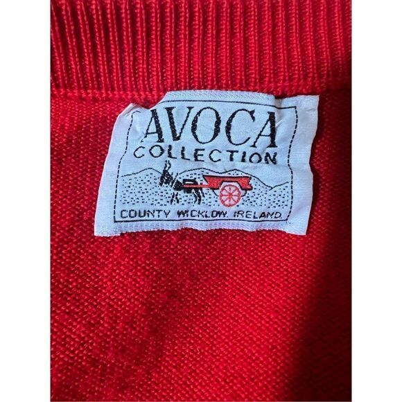 Vintage Avoca Collection Ireland Fine Knit Red Wool Cardigan Size 40 M - Picture 6 of 7